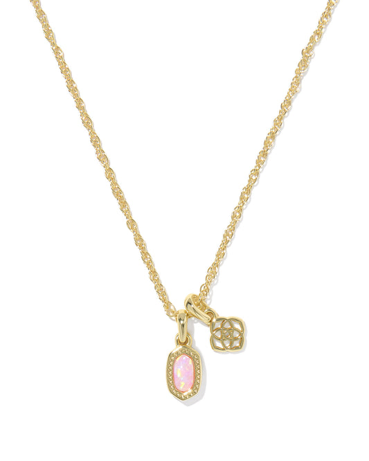 Kendra Scott Pendant necklace with pink stone and KS logo