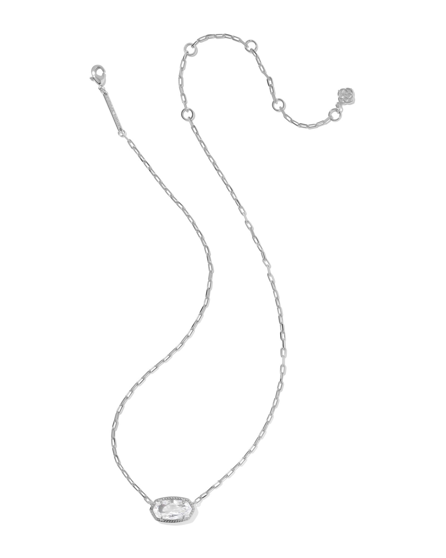 KENDRA SCOTT Elisa Silver Luxe Short Pendant Necklace in White CZ