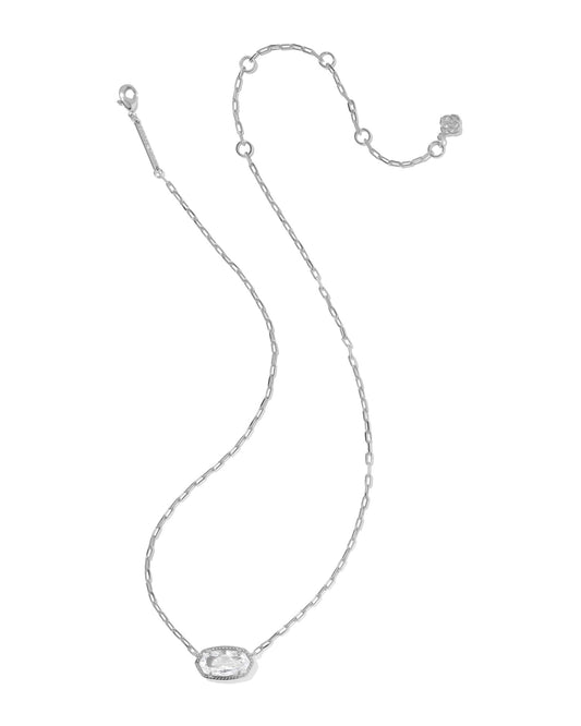 KENDRA SCOTT Elisa Silver Luxe Short Pendant Necklace in White CZ