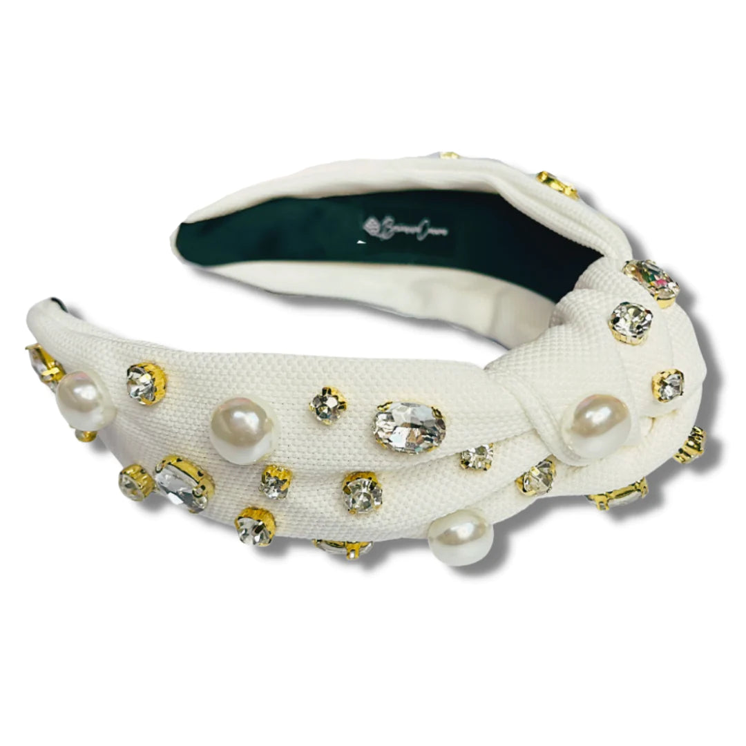BOUTIQUE BRIANNA CANNON HEADBAND WHITE PEARL AND CRYSTALS