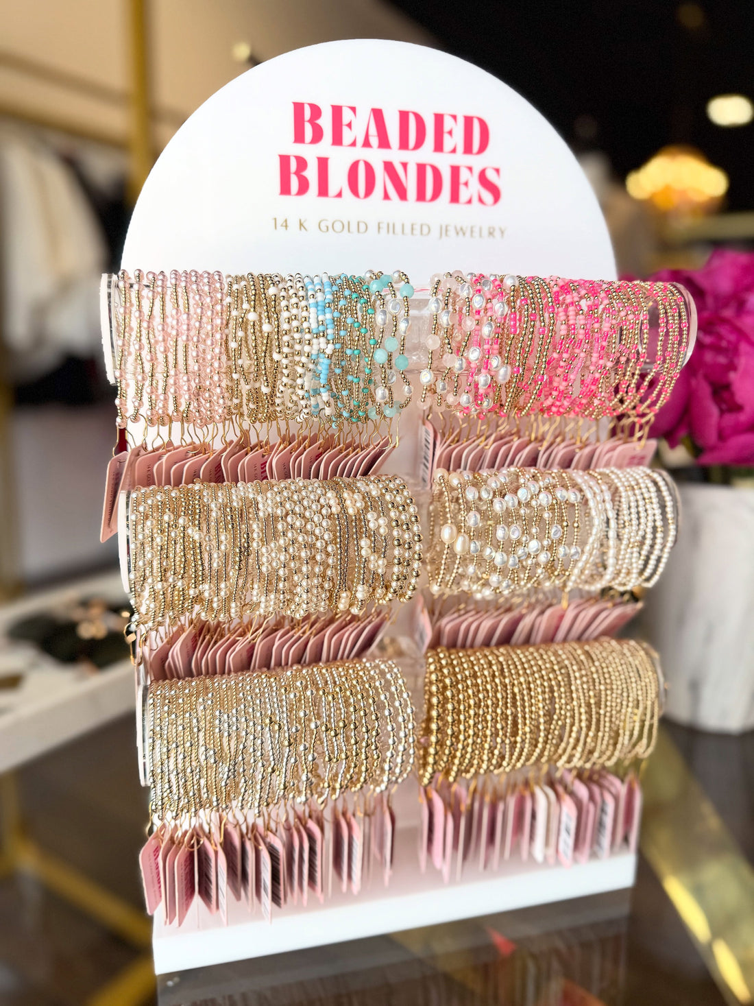 Beaded Blondes gold-filled jewelry and bracelets at Britique Boutique in Bonaire, GA.