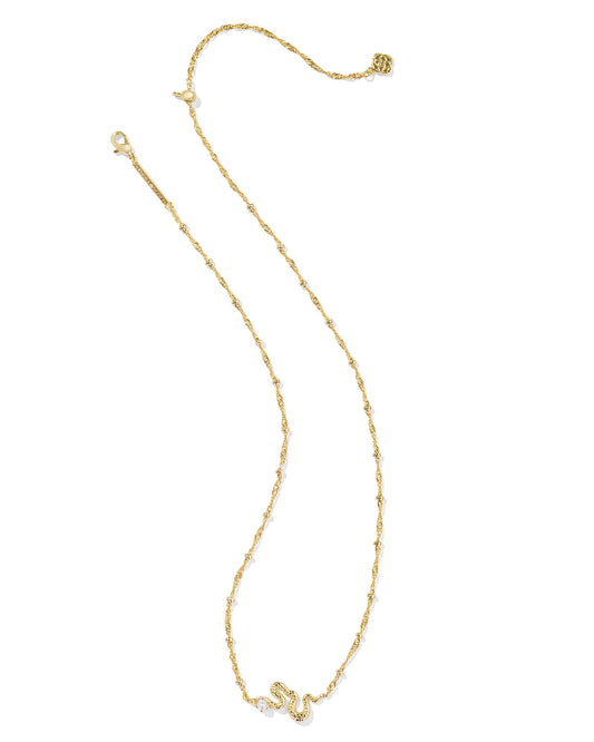 KENDRA SCOTT Lyle Snake Short Pendant Necklace in White Pearl