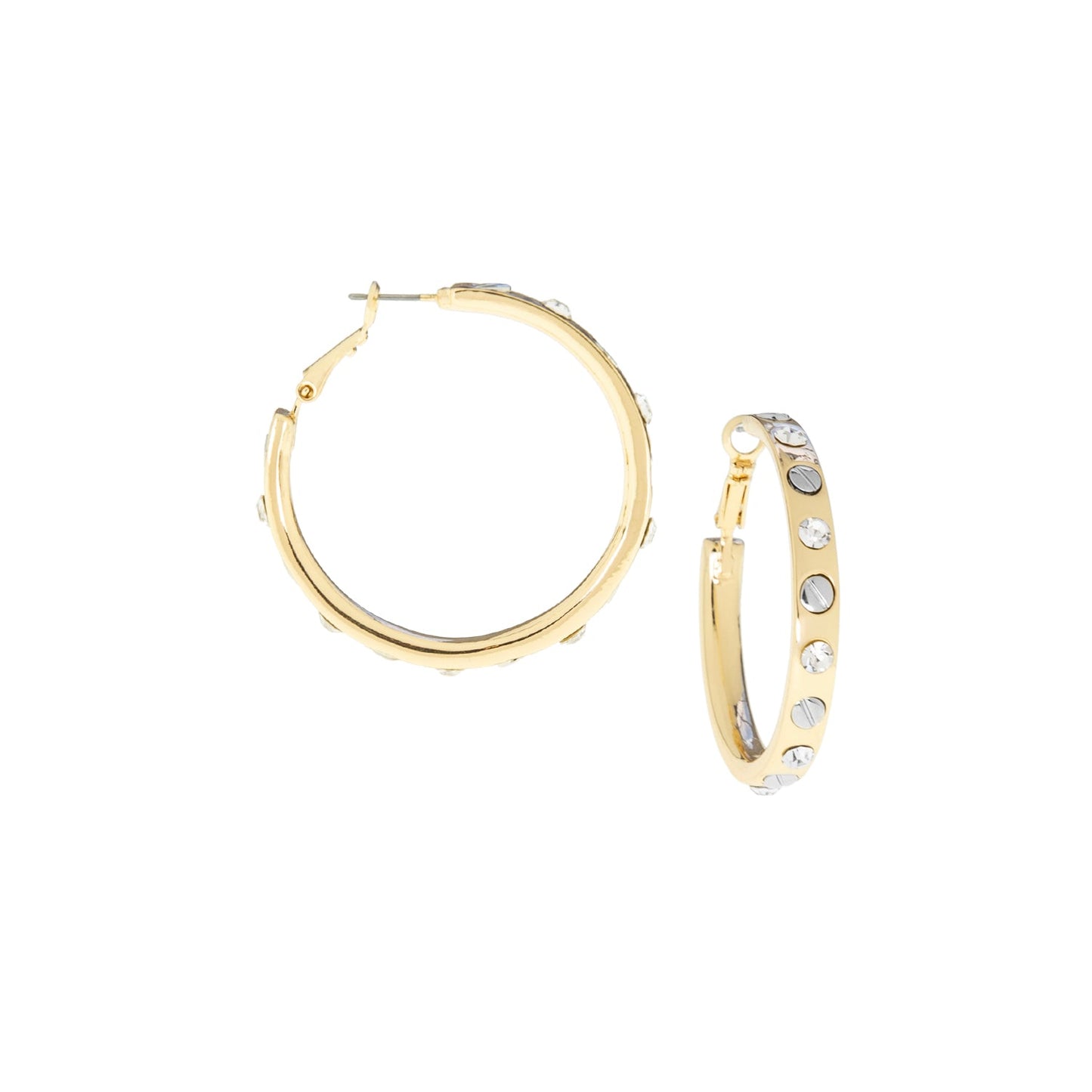 MARLYN SCHIFF Nailhead Gemstone Hoops Shiny