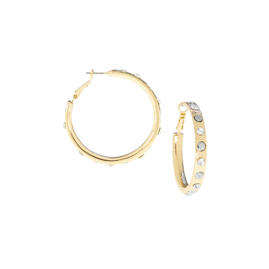 MARLYN SCHIFF Nailhead Gemstone Hoops Shiny