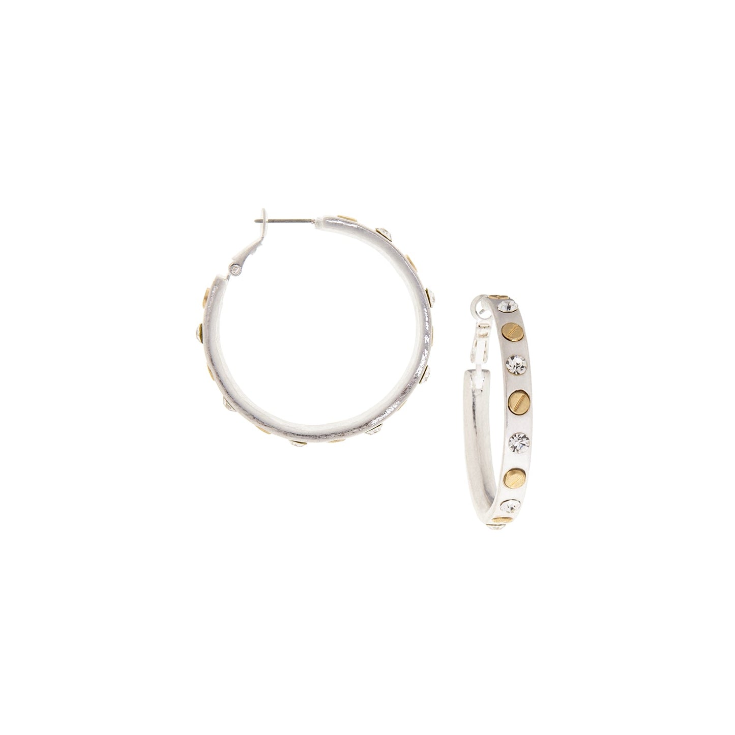 MARLYN SCHIFF Nailhead Gemstone Hoops Matte