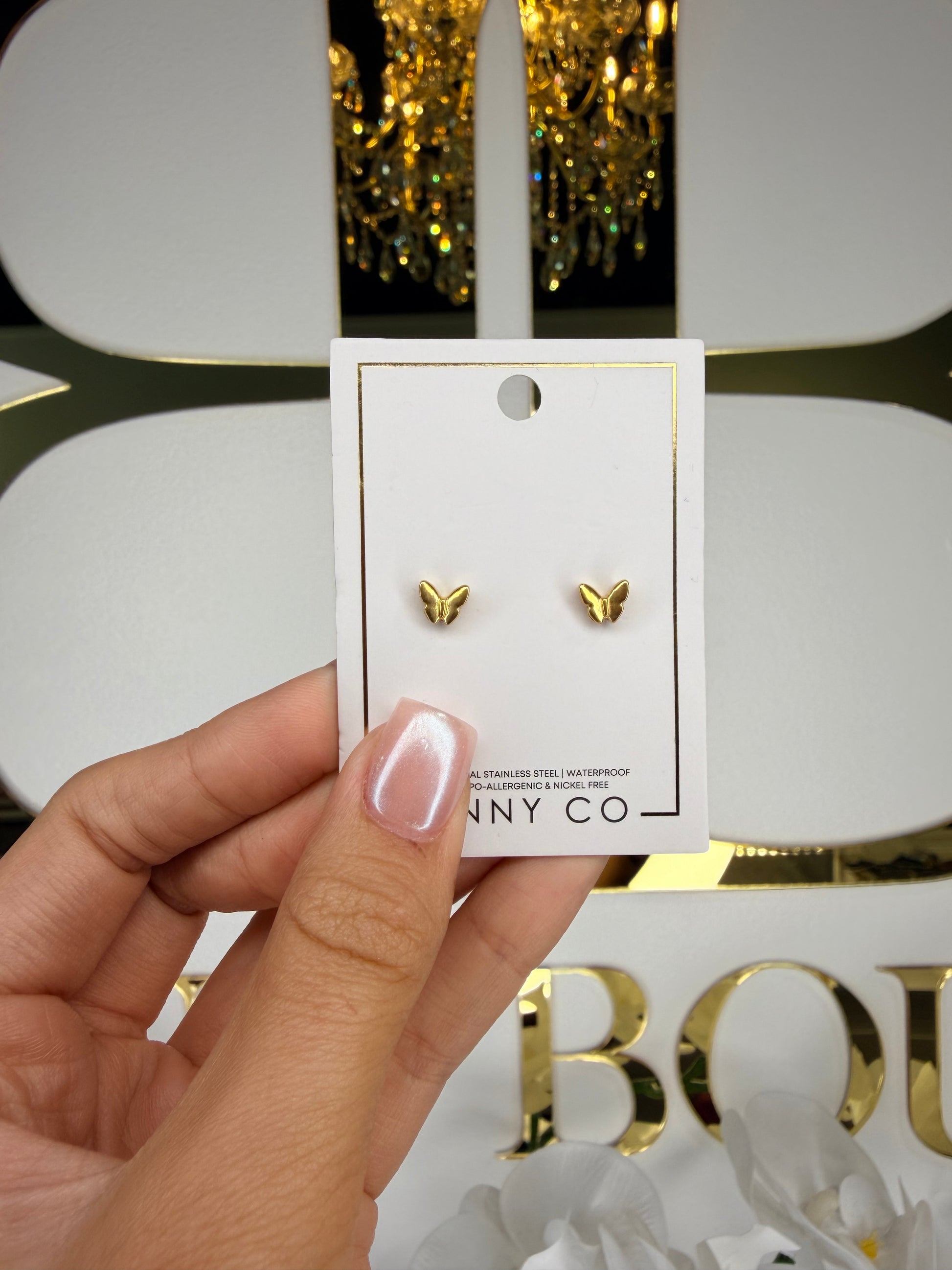 Linny co gold butterfly studs 