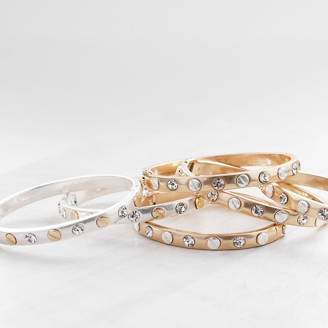 MARLYN SCHIFF Nailhead Gemstone Bangle Matte