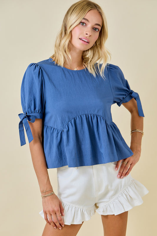BLUE JEAN BABYDOLL BLOUSE