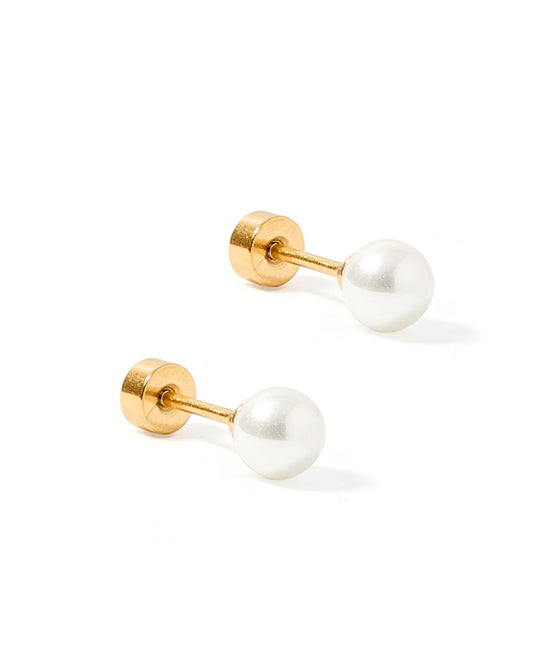 LINNY CO Screwback Stud Earrings - Payton Pearl