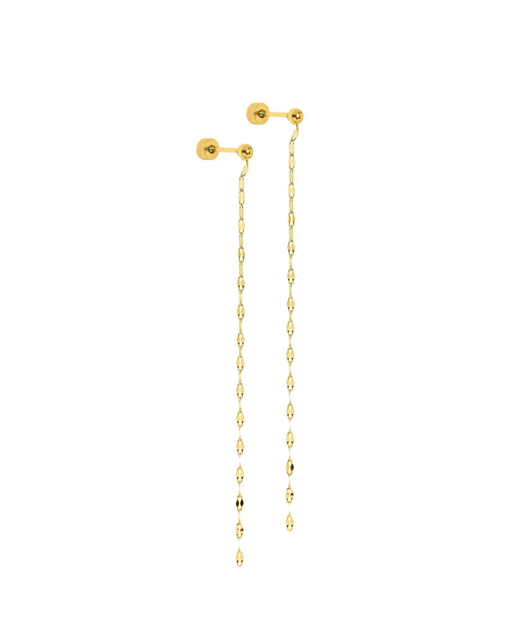 Gold chain earring on a white background