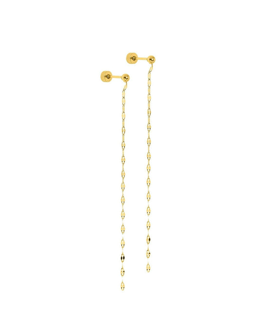 Gold chain earring on a white background