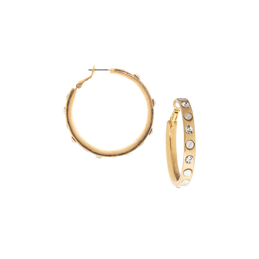 MARLYN SCHIFF Nailhead Gemstone Hoops Matte