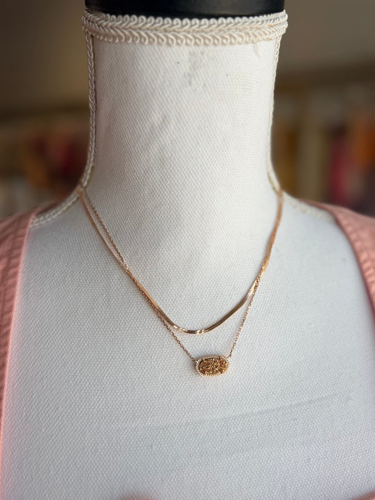 Rose gold, Kendra Scott, double strand necklace with pendant