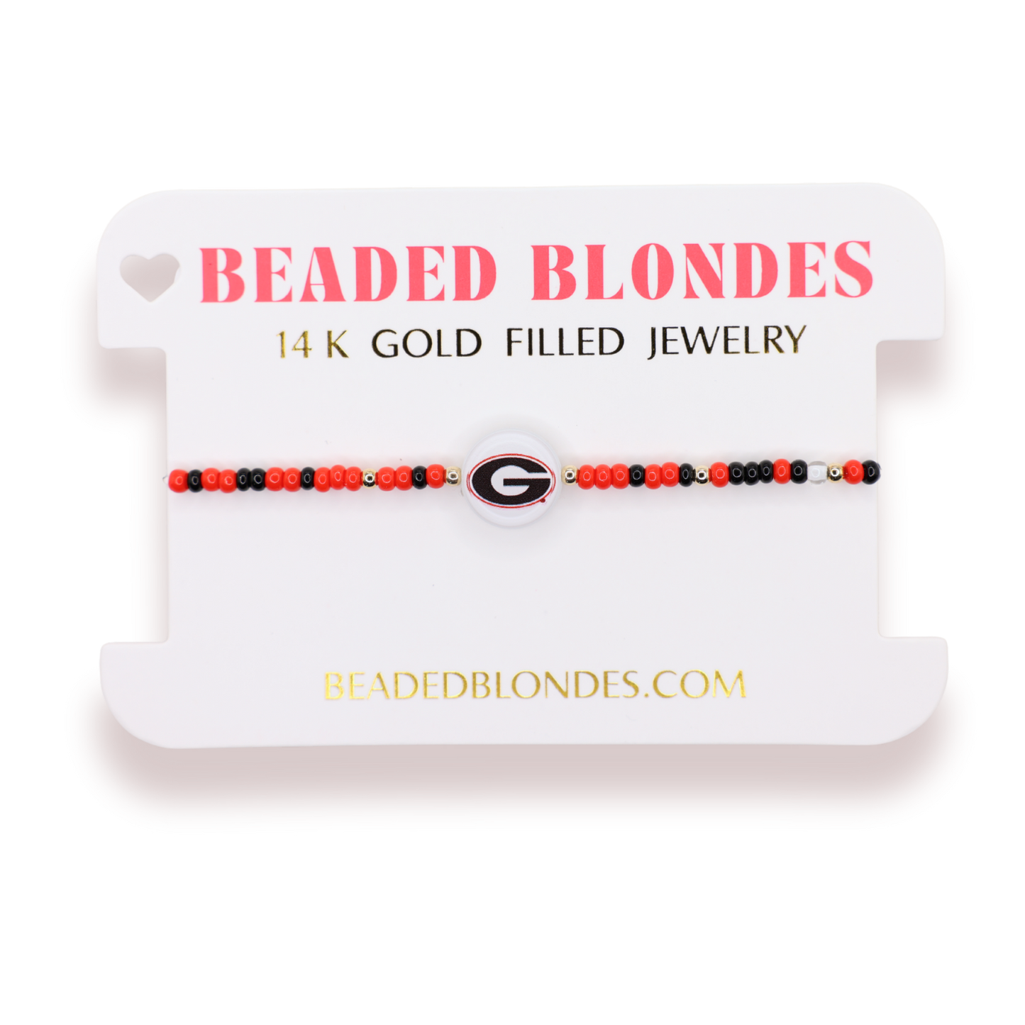 Beaded blondes bracelet on a branded card with 'Beaded Blondes' branding.