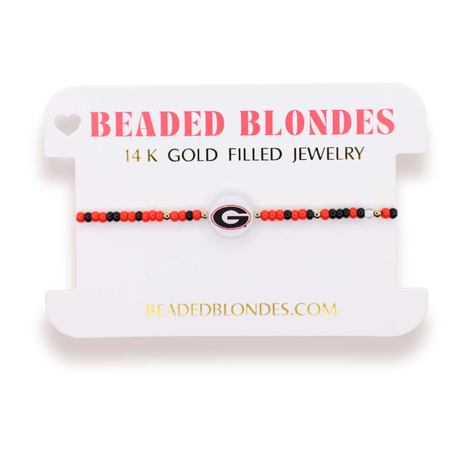 Beaded blondes bracelet on a branded card with 'Beaded Blondes' branding.