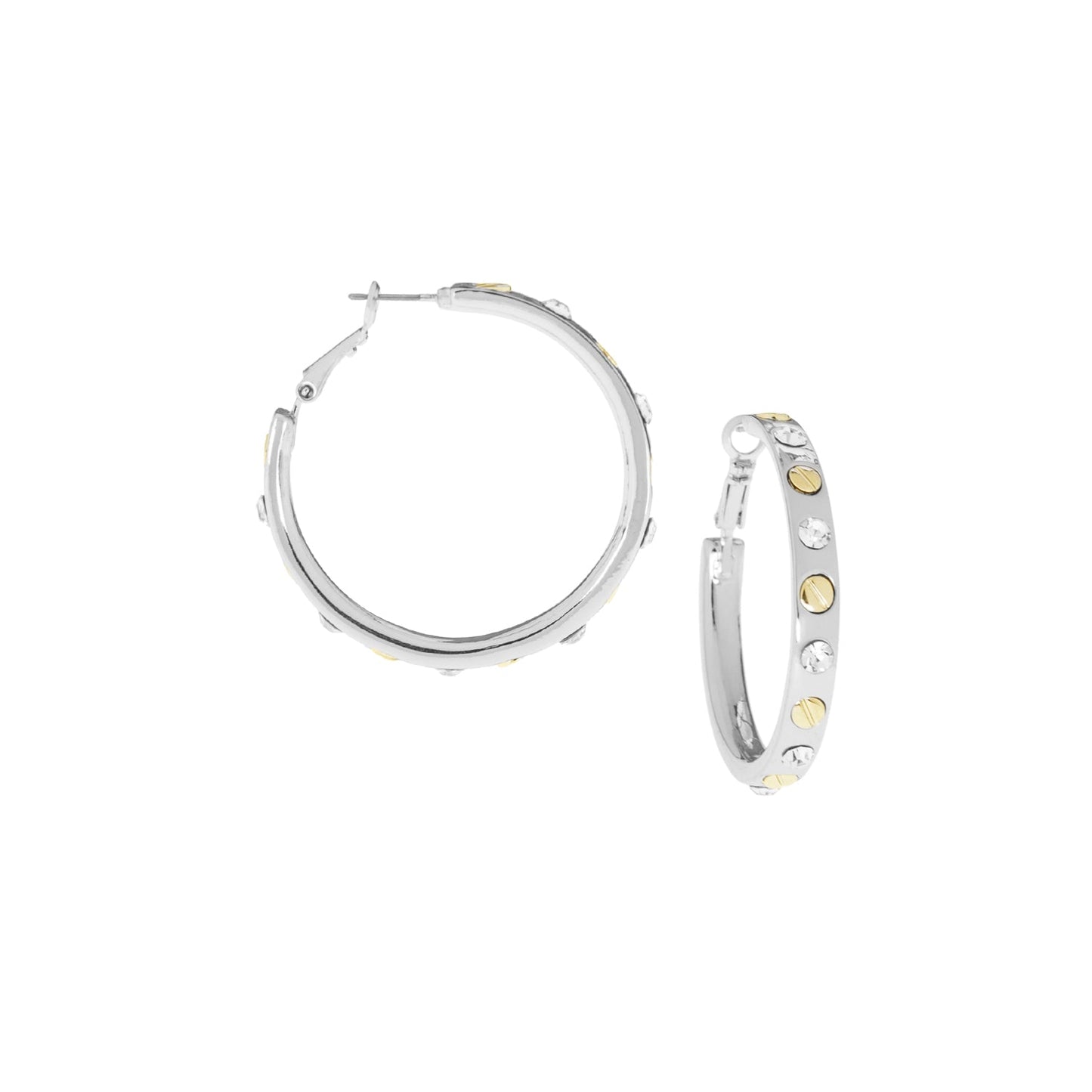MARLYN SCHIFF Nailhead Gemstone Hoops Shiny