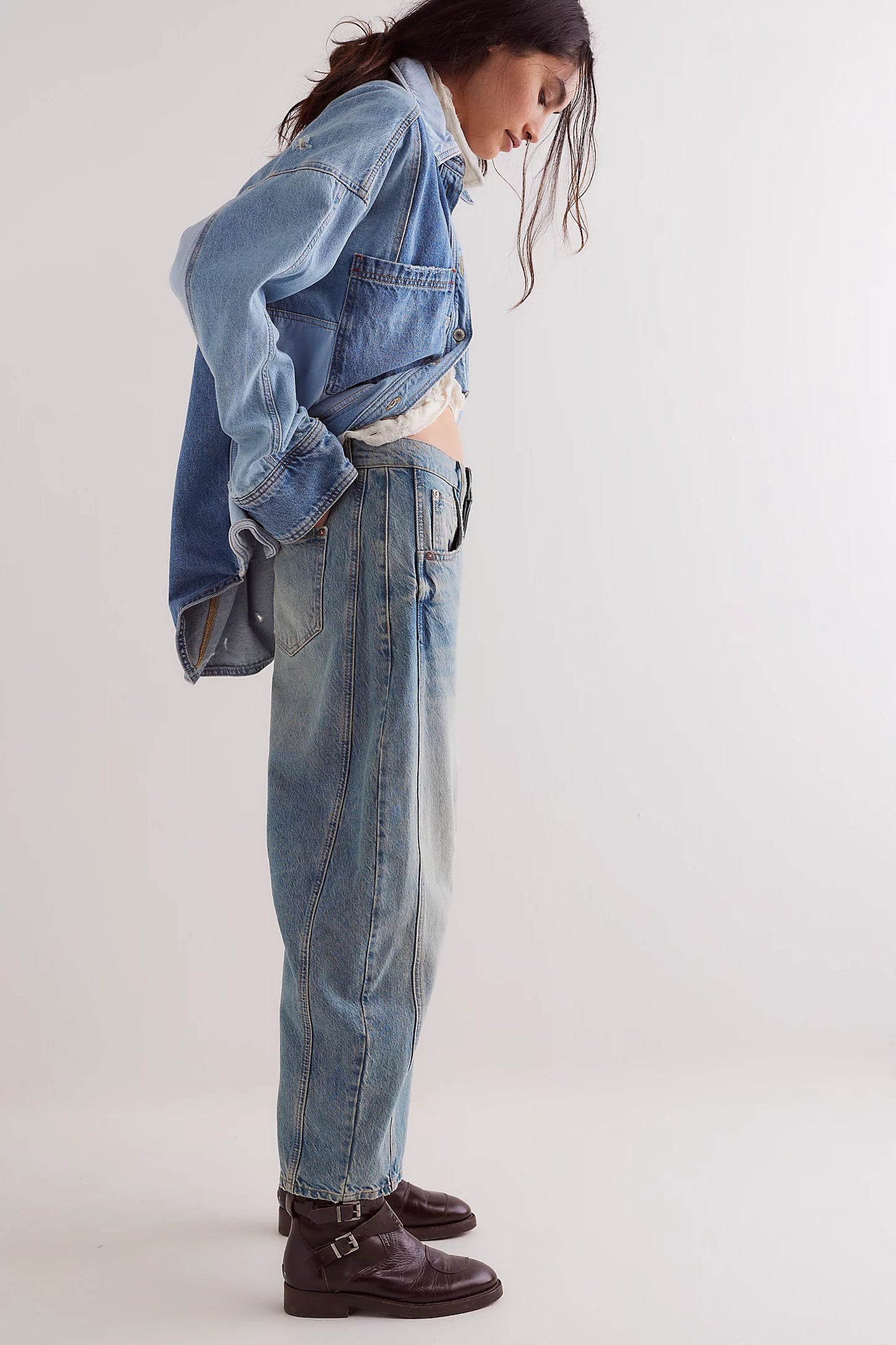 FREE PEOPLE We The Free Good Luck Mid-Rise Barrel Jeans