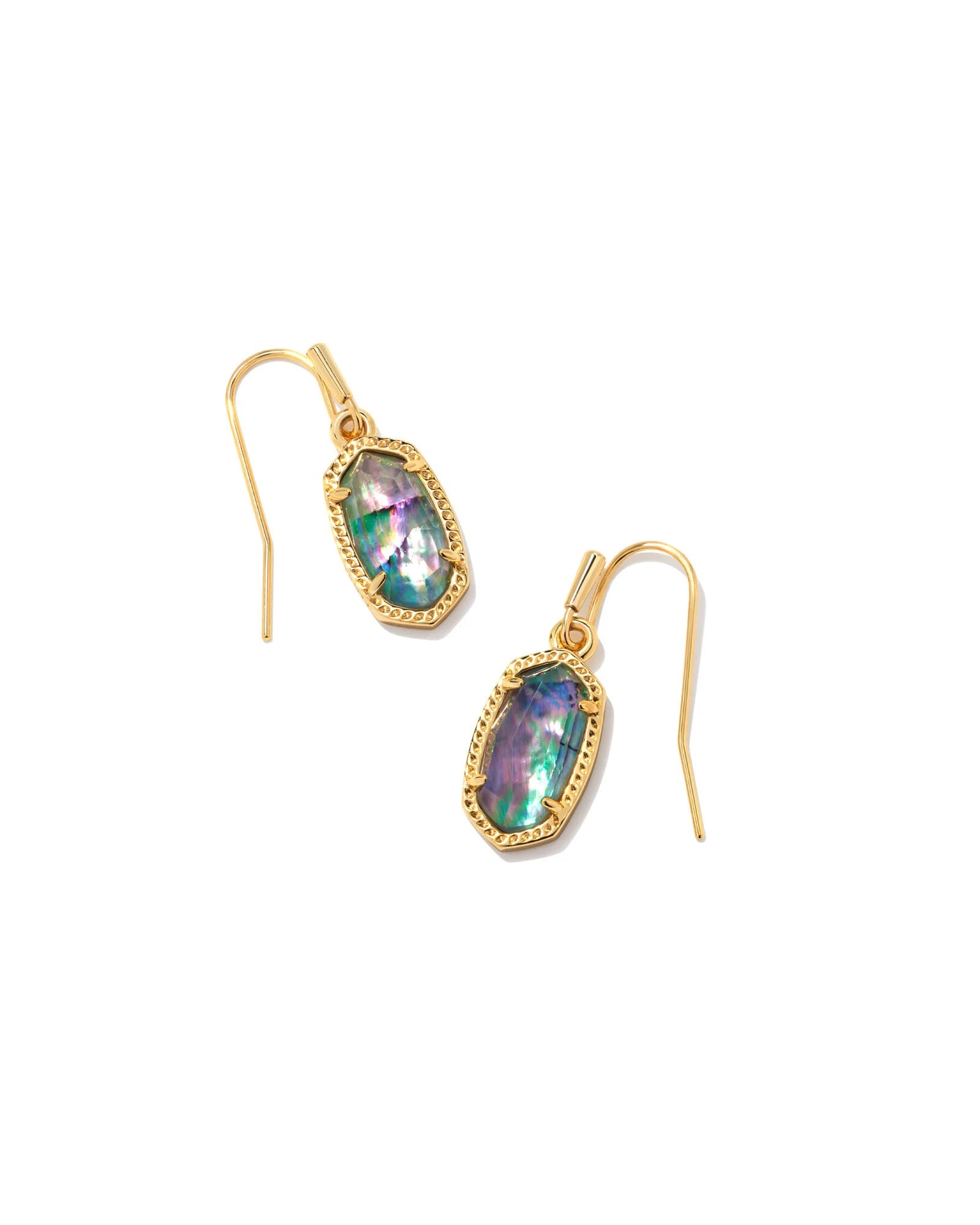 A PAIR OF GOLD ABALONE KENDRA SCOTT LEE DROP EARRINGS