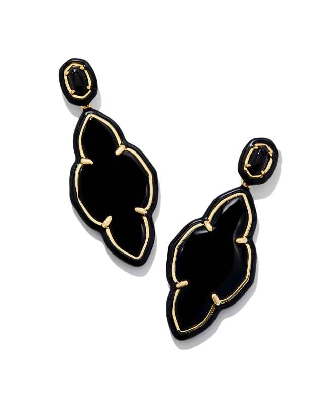 KENDRA SCOTT Abbie Gold Enamel Frame Statment Earrings