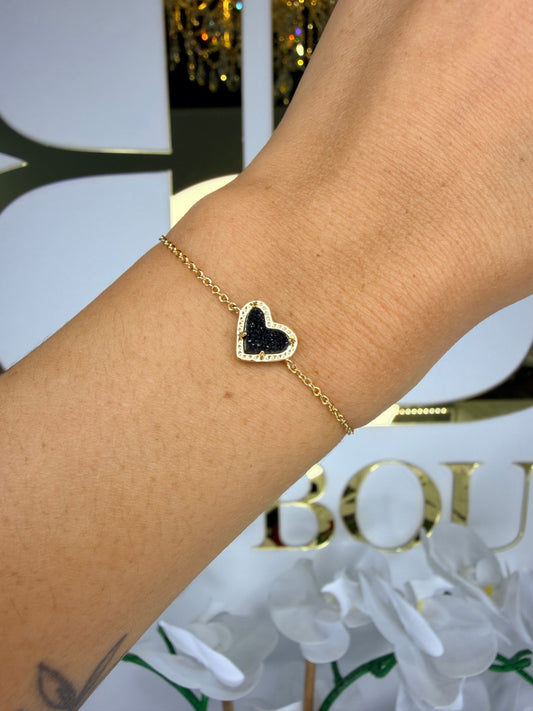 Kendra Scott delicate bracelet with black heart
