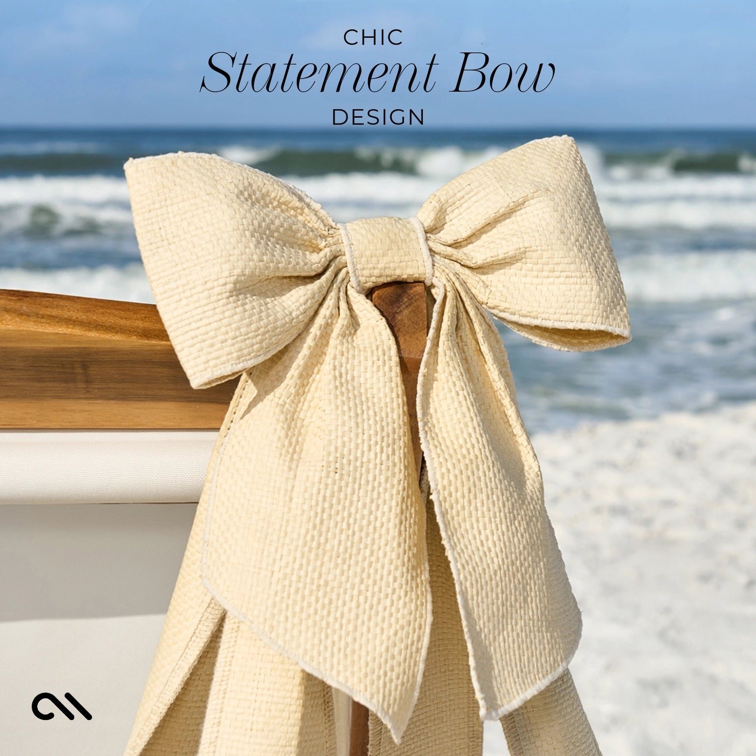 Beige bow on a chair with ocean view