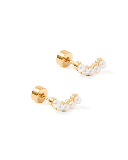 LINNY CO Screwback Stud Earrings - Abigail Pearl