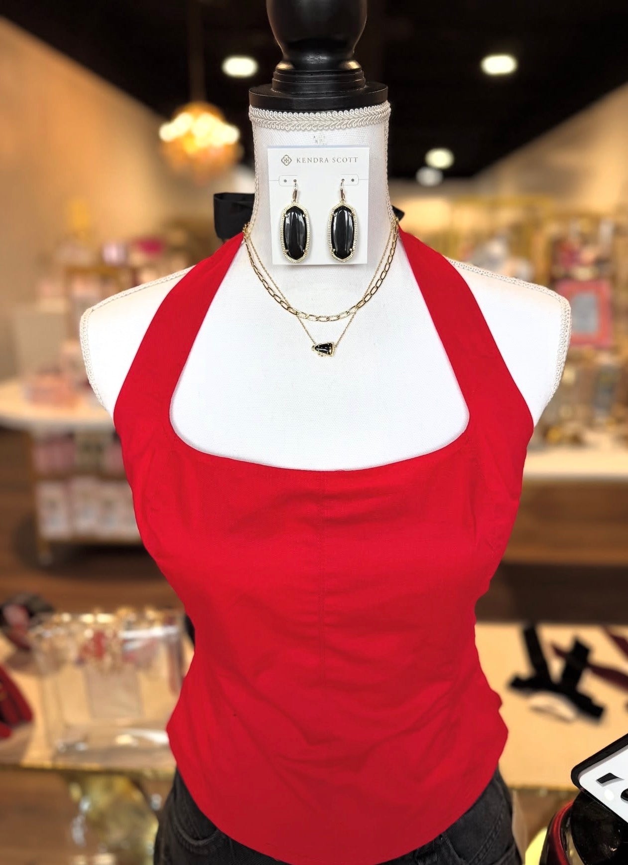 red halter top on mannequin 
