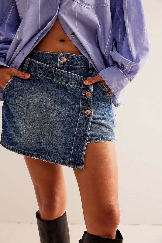 FREE PEOPLE We The Free Wynne Denim Skirt