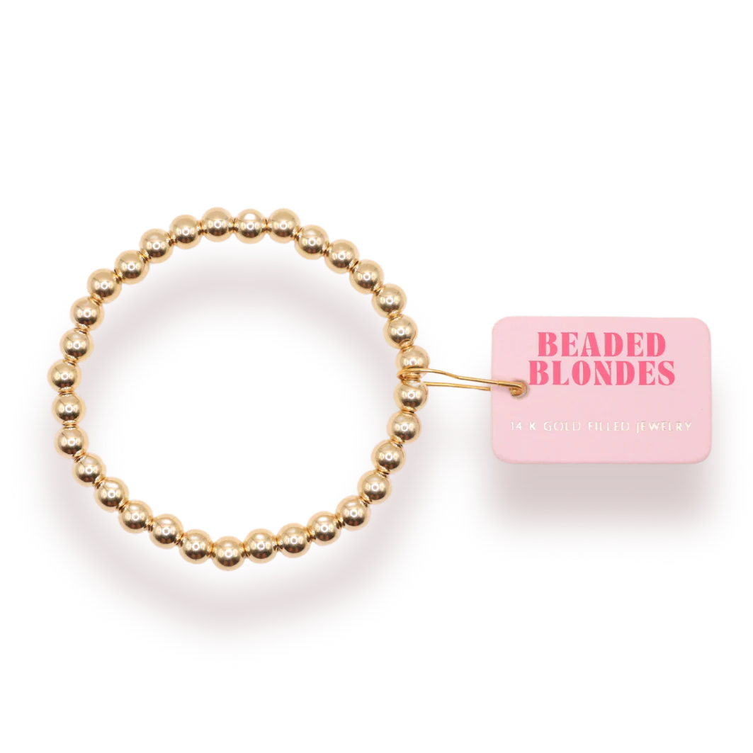 BOUTIQUE BEADED BLONDES 6MM GOLD BRACELET FRONT