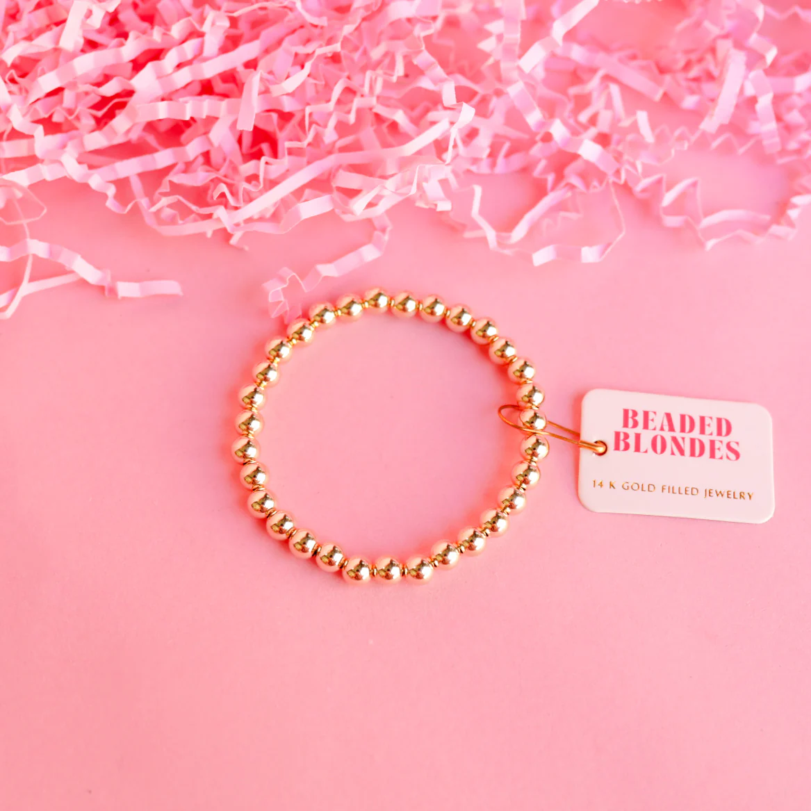 BOUTIQUE BEADED BLONDES 6MM GOLD BRACELET FRONT 2