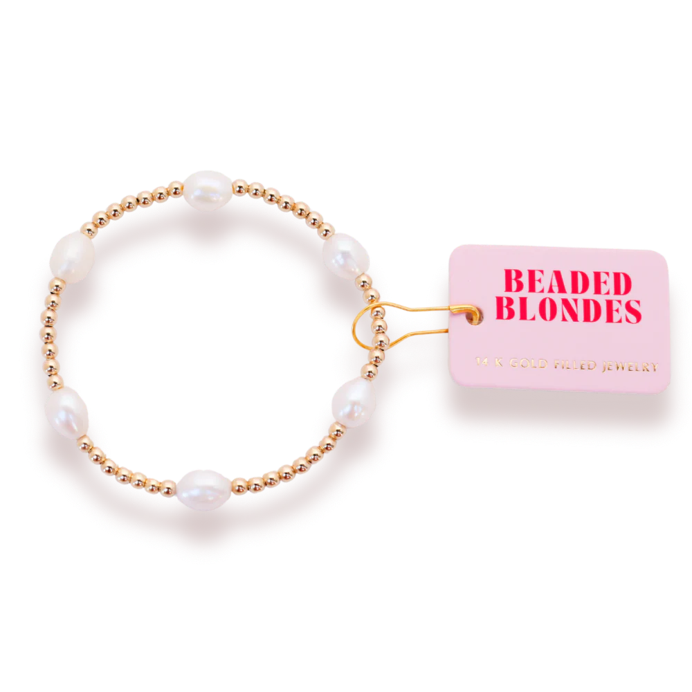 BOUTIQUE BEADED BLONDES GOLD PEARL POPPI BRACELET 2