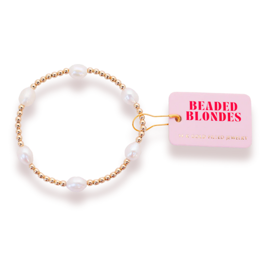 BOUTIQUE BEADED BLONDES GOLD PEARL POPPI BRACELET 2