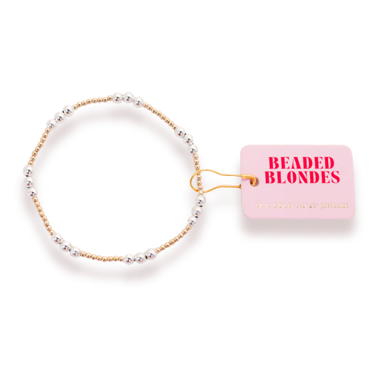 BOUTIQUE BEADED BLONDES GOLD WITH SILVER BRACELET 2