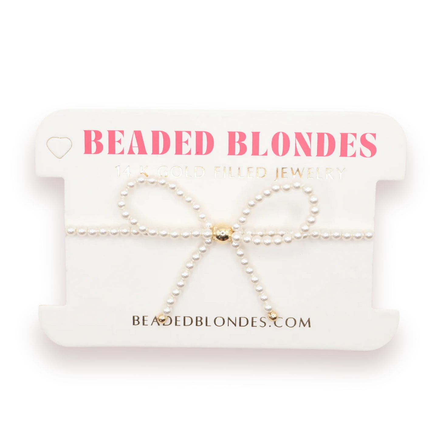 BOUTIQUE BEADED BLONDES PEARL BOW BRACELET FRONT