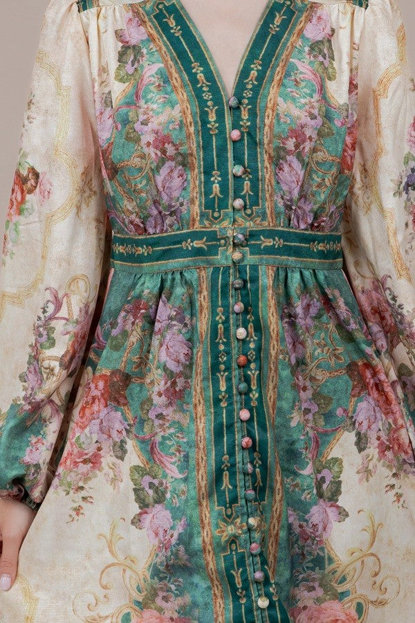 BOUTIQUE BEAUTIFULLY BLOOMED MIDI DRESS FRONT 3