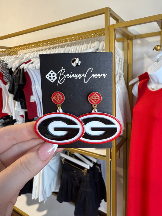 BOUTIQUE BRIANNA CANNON GEORGIA BULLDOGS POWER G EARRINGS
