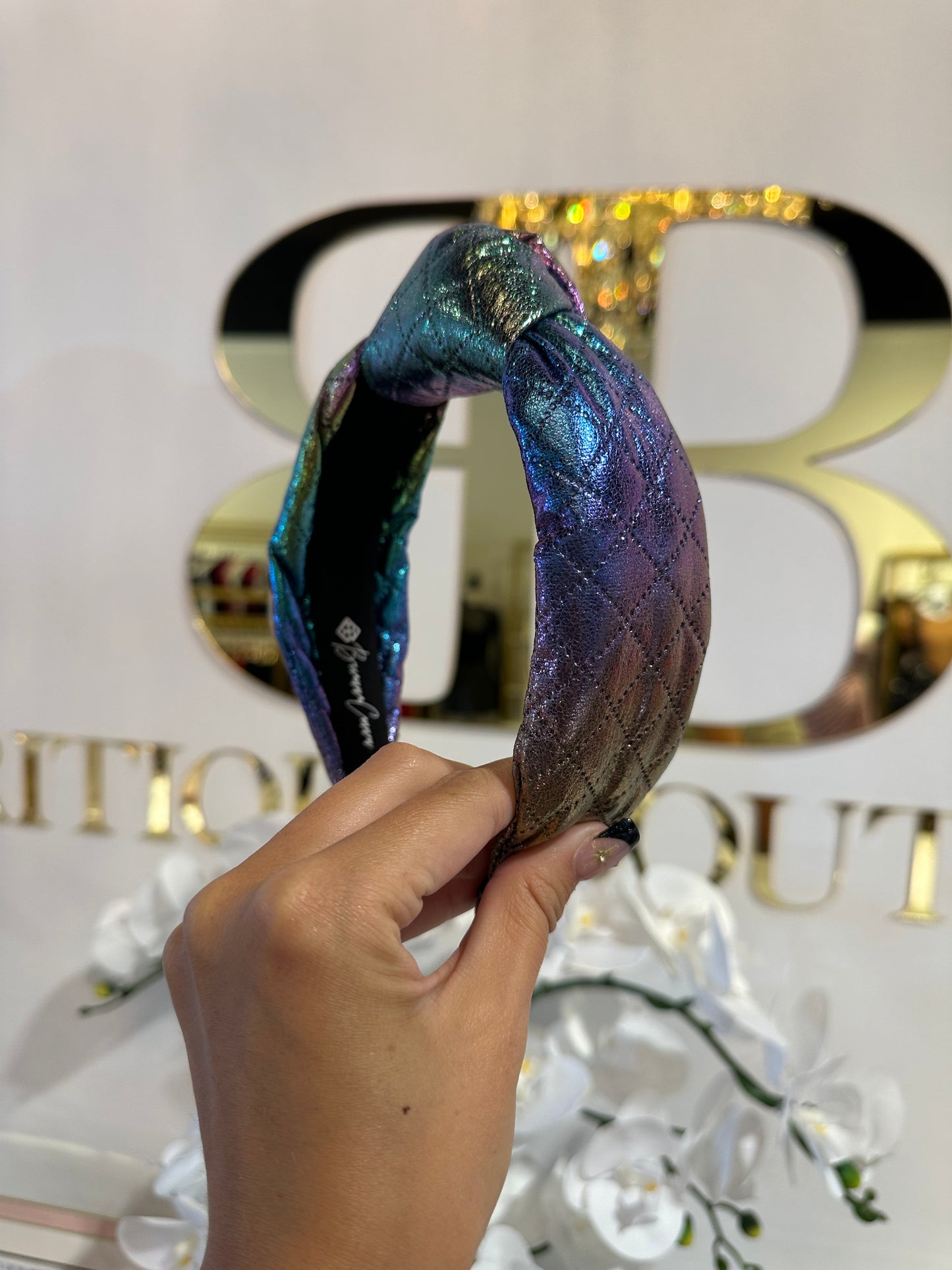 BOUTIQUE BRIANNA CANNON HEADBAND MERMAID SHIMMER IN HAND