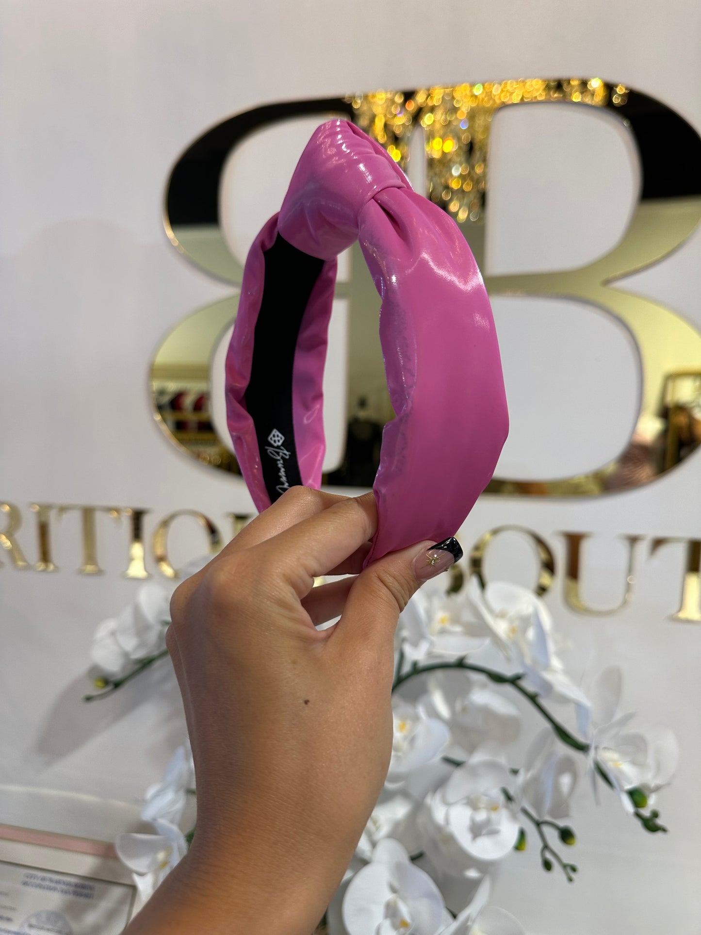 BOUTIQUE BRIANNA CANNON HEADBAND PINK PUFF IN HAND