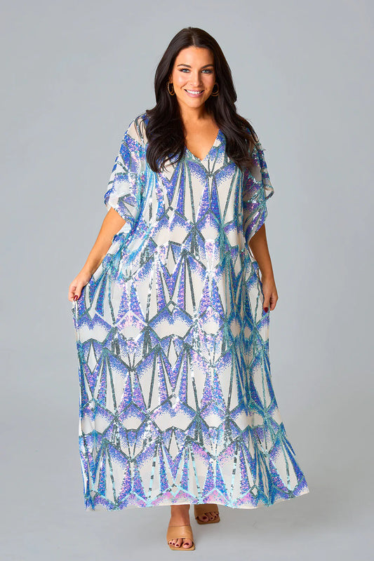 BOUTIQUE BUDDY LOVE ATLAS CAFTAN MAXI DRESS QUEEN OF THE SEA FRONT