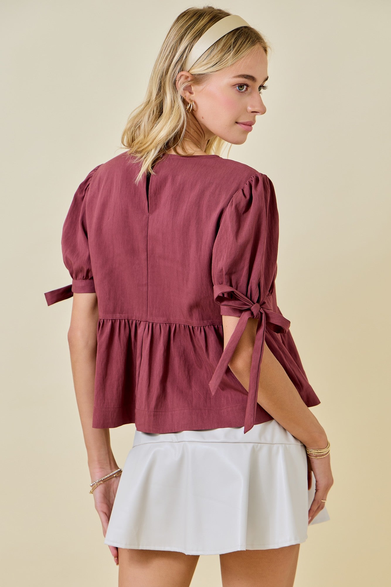 BOUTIQUE BURGUNDY BLISS BLOUSE BACK