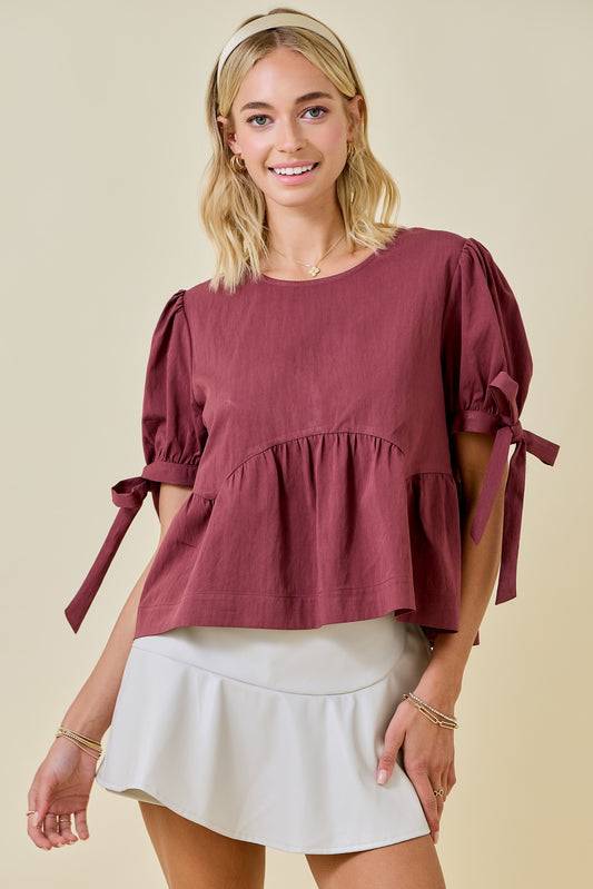 BOUTIQUE BURGUNDY BLISS BLOUSE FRONT