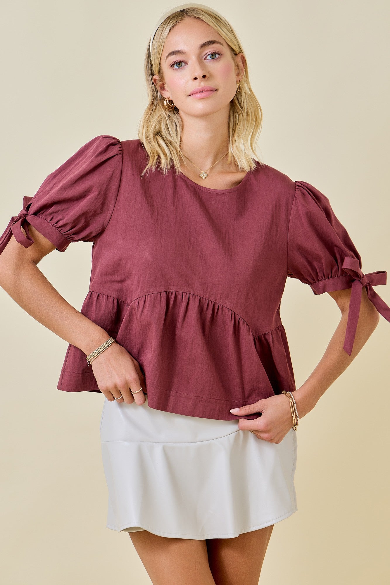 BOUTIQUE BURGUNDY BLISS BLOUSE FRONT 2