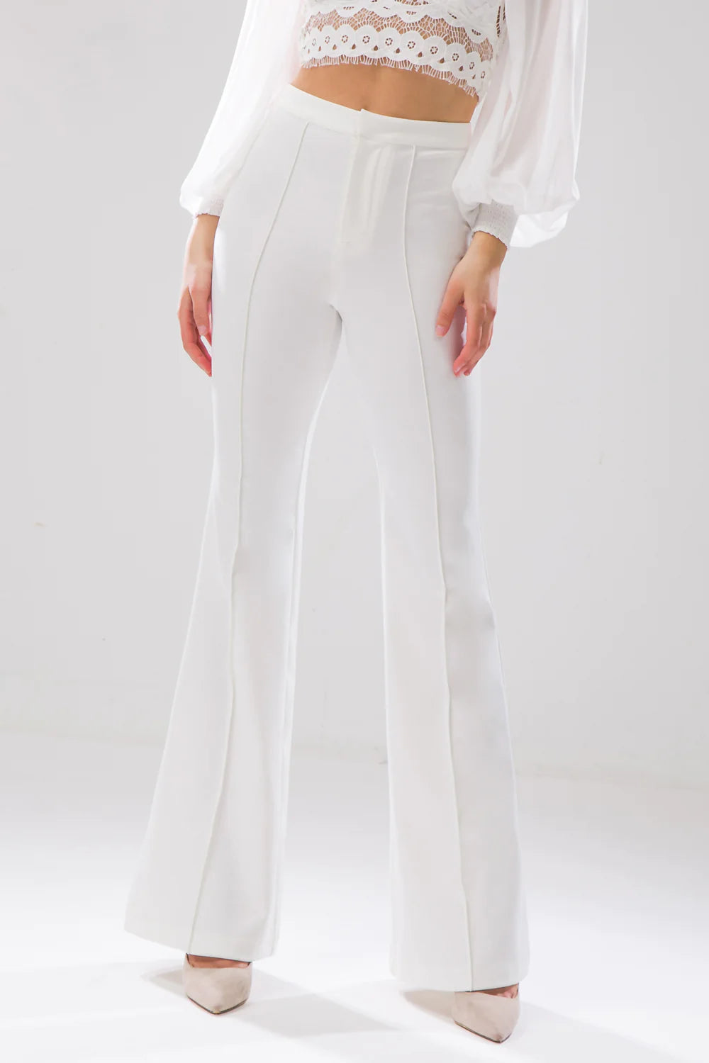 BOUTIQUE BUT BETTER FLARE PANTS WHITE FRONT 2