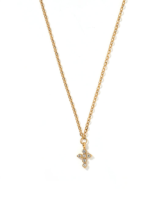 LINNY CO Gold Diamond Cross Necklace Carly