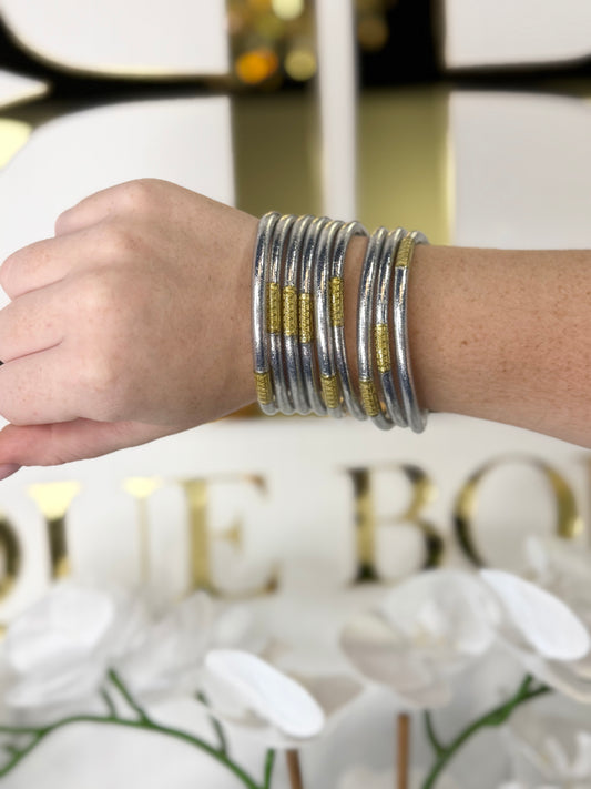 BOUTIQUE BuDhaGirl ALL WEATHER BANGLES® (AWB®) - SERENITY PRAYER SILVER BB