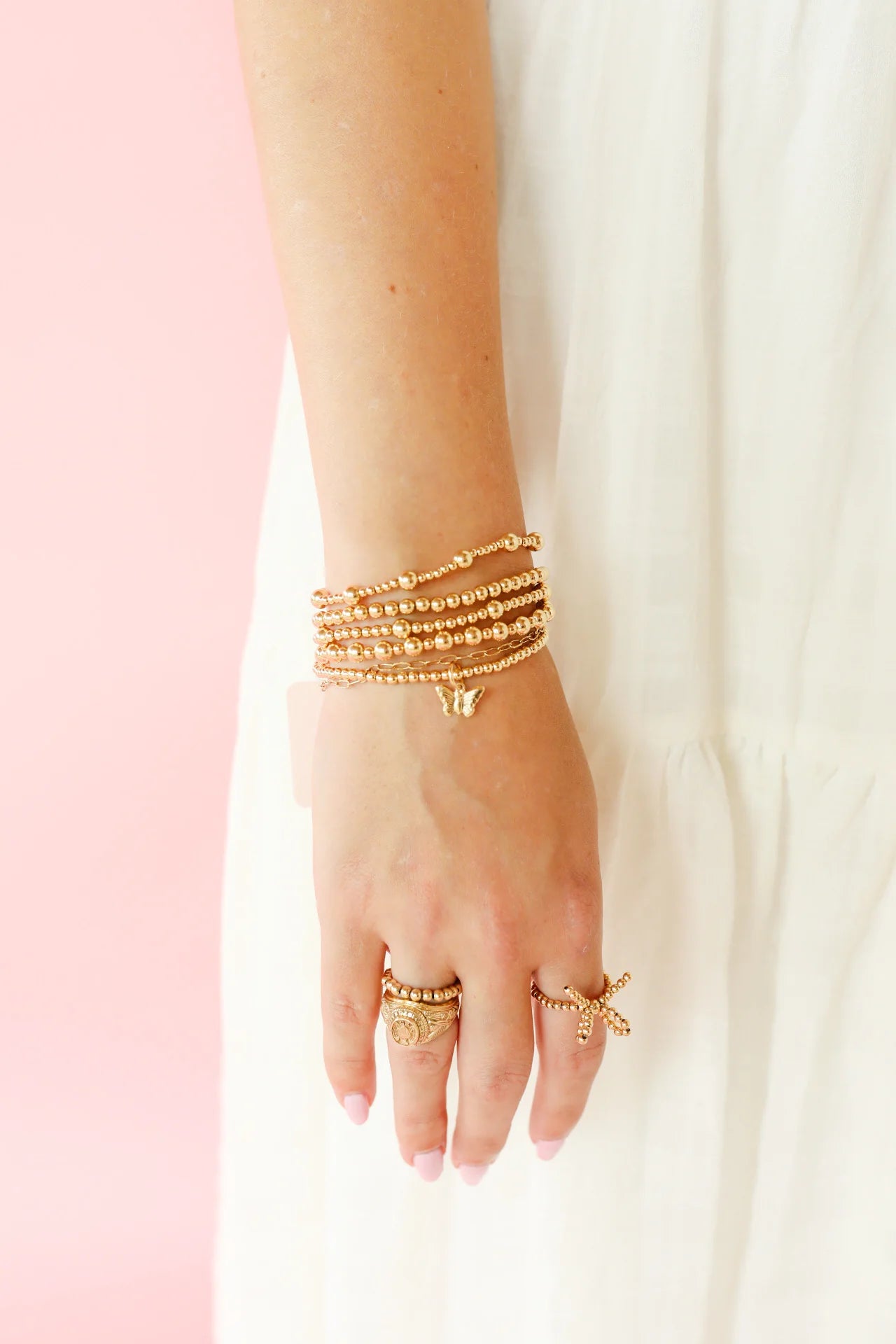 BEADED BLONDES Butterfly Gold Charm Bracelet