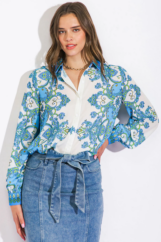 BOUTIQUE CANT LIVE WITHOUT YOU TOP BLUE WHITE FRONT