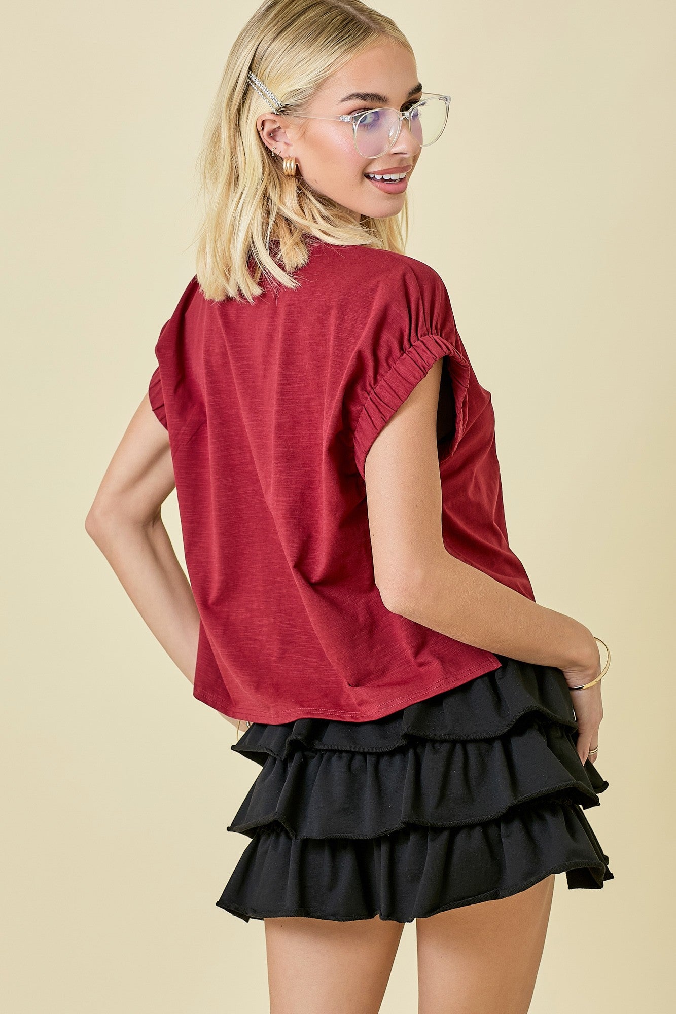 BOUTIQUE CUTE & CATCHY TOP MAROON BACK
