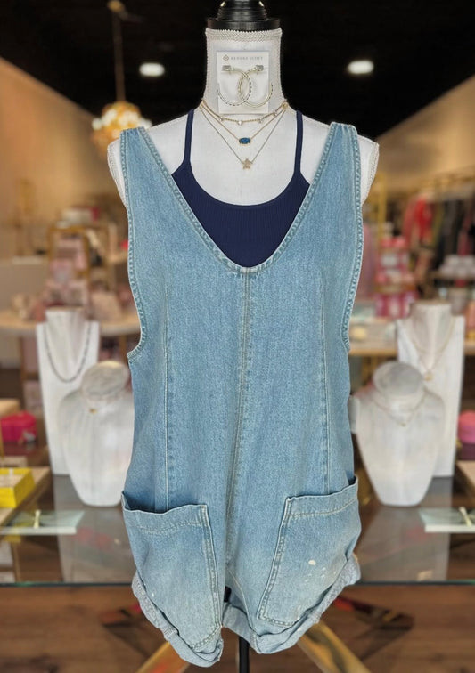 denim shortall on a mannequin 