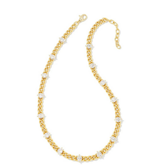 KENDRA SCOTT Cailin Crystal Chain Necklace in White Crystal